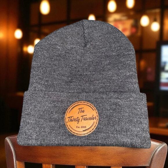 The Thirsty Traveler Mens Beanie Skull Cap Hat YP Classics Cuff OS Gray Est 2023 - Picture 1 of 9